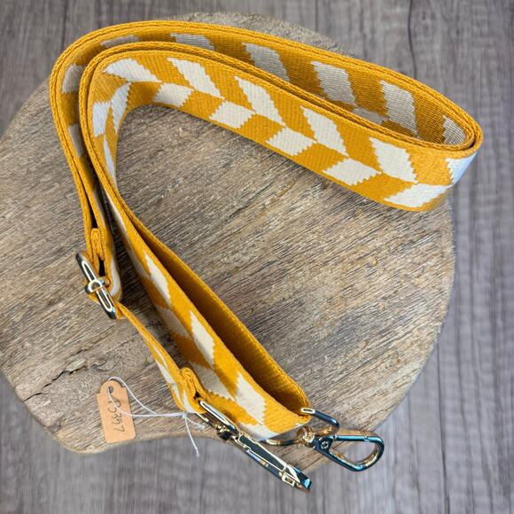 Wide Yellow Striped Purse Strap Crossbody Bag Strap Guitar Strap NEW FAST SHIP - Picture 4 of 4